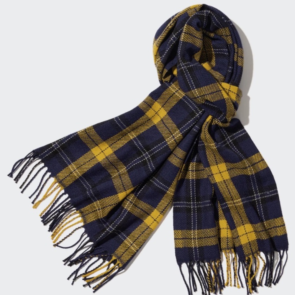 *NWT* UNIQLO HEATTECH Unisex Wool Blend Blue & Yellow Scarf